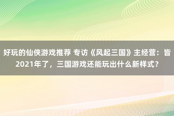 好玩的仙侠游戏推荐 专访《风起三国》主经营：皆2021年了，三国游戏还能玩出什么新样式？