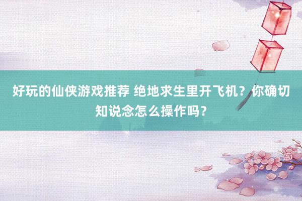 好玩的仙侠游戏推荐 绝地求生里开飞机？你确切知说念怎么操作吗？